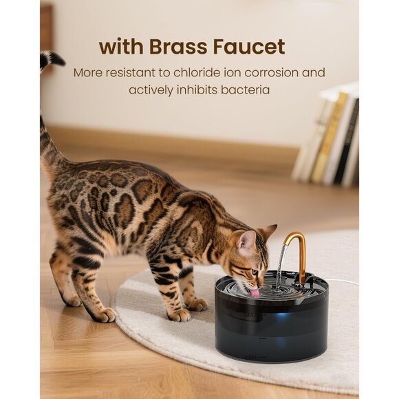 Black 2.1L Automatic Pet Water Fountain with Ultra-Quiet Pump Water Dispenser - Picture 2 of 6